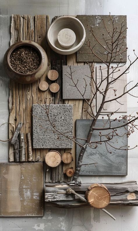 Paint Colors For Boho Bedroom, Rustic Mood Board, Wabi Sabi Mood Board, Japandi Interiors Moodboard, Materials Board Interior Design, Material Board, Interior Design Boards, Interior Design Mood Board, Mood Board Design