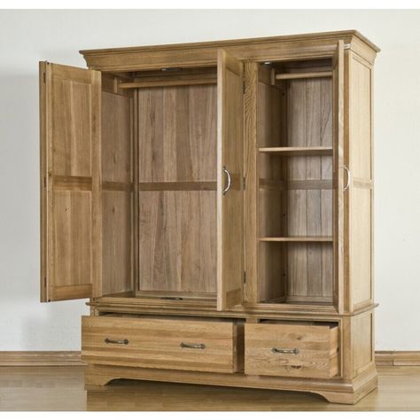 Toulon Solid Oak Furniture Triple Wardrobe with hanging and storage space PRICE MATCH GUARANTEE FREE DELIVERY ON ALL FURNITURE MONEY BACK GUARANTEE Toulon Solid Oak Furniture Triple Wardrobe with hanging and storage space PRICE MATCH GUARANTEE FREE DELIVERY ON ALL FURNITURE MONEY BACK GUARANTEE Dimensions: H191 x W163 x D59 cm Assembly: Assembly required - full instructions are provided This stunning, large wardrobe from the French collection has all the space you could need to store your clothe Annexe Ideas, Granny Annexe, Single Wardrobe, Solid Oak Furniture, Triple Wardrobe, Oak Wardrobe, Double Wardrobe, Wardrobe Sale, Linen Press