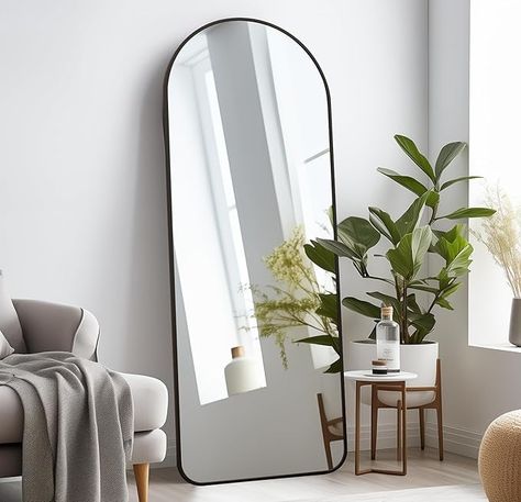 Amazon.com: TinyTimes 64''x21'' Arched Full Length Mirror with Stand, Full Body Mirror, Mirror Full Length,Floor Mirror Freestanding, Wall Mirror for Bedroom Living Room Cloakroom, Round Corner, Black : Home & Kitchen Stand Up Mirror, Arched Floor Mirror, Full Length Mirror Stand, Mirror Full Length, Floor Length Mirror, Full Length Floor Mirror, Mirror Dining Room, Leaning Mirror, Full Body Mirror