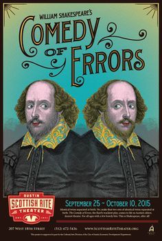 Comedy of Errors. Shakespeare Portrait, Utah Shakespeare Festival, Grant Wood American Gothic, The Comedy Of Errors, Comedy Of Errors, Reading List Challenge, Play Poster, List Challenges, Set Design Theatre