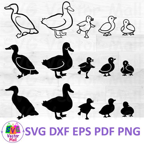 Free Duck Svg Files For Cricut, Duck Family Tattoo, Duck Clipart, Duck Silhouette, Silhouette Design Files, Bird Svg, Duck And Ducklings, Mallard Ducks, Christmas Vinyl