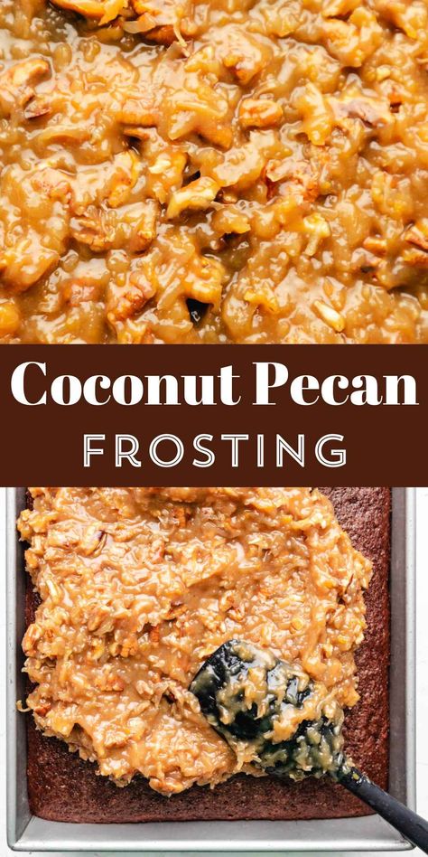 Frosting For German Chocolate Cake, German Chocolate Cake Frosting, Homemade German Chocolate Cake, Almond Frosting, Chocolate Cake Frosting, Pecan Frosting, Coconut Icing, Dessert Waffles, Coconut Pecan Frosting