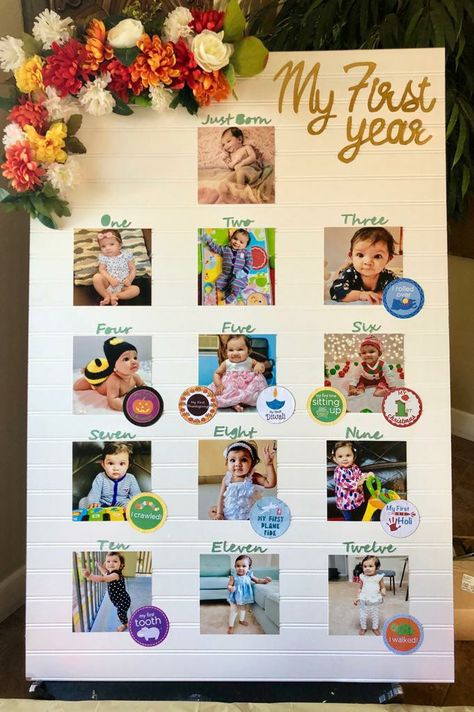 Birthday Photo Displays, First Birthday Activities, Birthday Poster Board, First Birthday Board, Birthday Milestone Board, First Birthday Posters, Milestone Board, Baby Birthday Decorations, Boys 1st Birthday Party Ideas