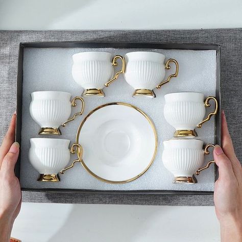 Golden Utensils, Tea Set Design, Dinner Set Design, Turkish Tea Set, Tea Set Gift, Assiette Design, Tea Sets Modern, طقم شاي, Kitchen Decor Collections