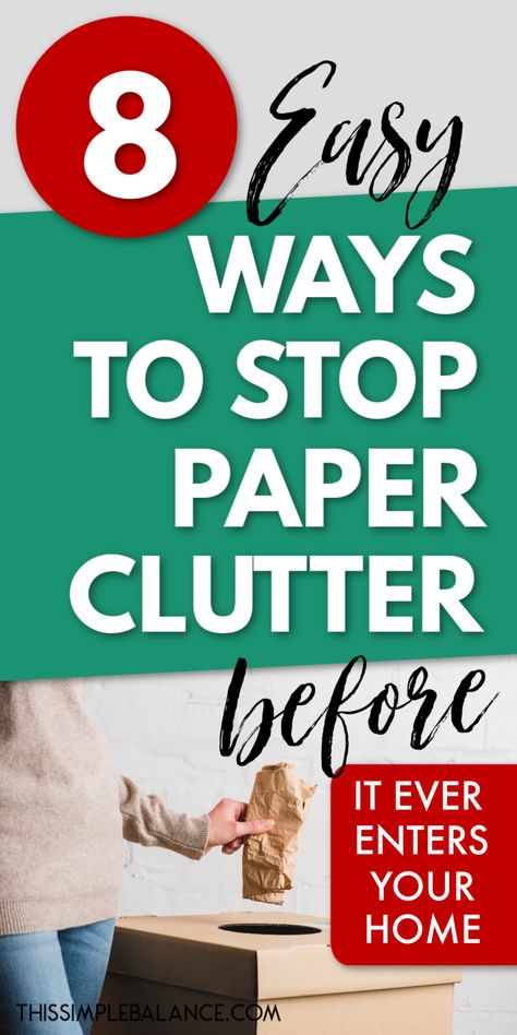 Stop paper clutter at the source with 8 simple tips. #declutter #decluttering Organizing List, Paper Clutter Solutions, Paperwork Organization, Paper Clutter Organization, Clutter Solutions, Organizational Tips, Clutter Control, Holiday Organization, Clear Paper