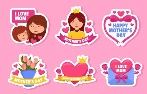 Happy Mother's Day Sticker Set Mother Day Stickers, Happy Mothers Day Stickers, Mothers Day Cartoon, Happy Mothers Day Card, Mother's Day Printables, Lion King Birthday, Scrapbook Cover, Android Phone Wallpaper, King Birthday