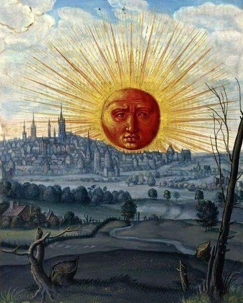 Sun with human face rising - Splendor Solis 🔥(1582) #art #paint #canvas #canvasart #canvaspainting #oilpainting #painting #painter #face… Stephen Ellcock, Splendor Solis, Alchemical Art, Sun Symbols, Happy Solstice, Kunst Inspo, Kahlo Paintings, Arte Occulta, Alchemy Art