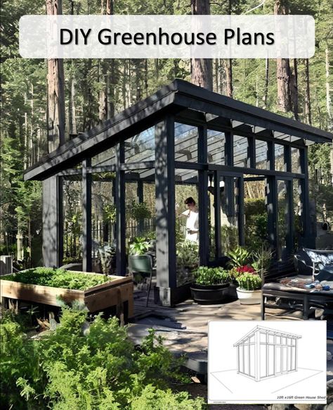 Serre Diy, Moderne Have, Diy Greenhouse Plans, Outdoor Greenhouse, Greenhouse Shed, Home Greenhouse, Backyard Greenhouse, Small Greenhouse, Greenhouse Plans