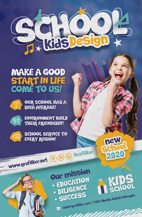 Kids School Poster Templates Preview - GraphicRiver Education Poster Design Ideas, Rollup Design, Poster Design Kids, School Advertising, Kids Graphic Design, Poster Design Ideas, School Brochure, Admissions Poster, Pc Photo