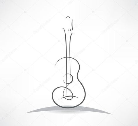 Guitar Line Drawing, Acoustic Guitar Tattoo, Guitar Tattoo Design, Guitar Drawing, Art Guitar, Guitar Tattoo, Music Tattoo Designs, Music Drawings, Music Tattoo