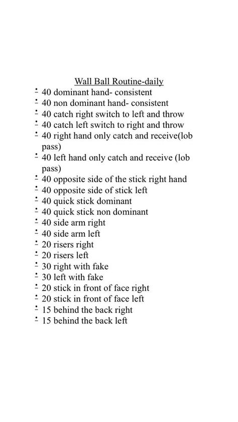 Great wall ball routine What To Keep In Your Lacrosse Bag, Lacrosse Workouts At Home, Lacrosse Conditioning, Lacrosse Tips, Lacrosse Drills, Kids Lacrosse, Netball Coach, Lacrosse Workouts, Lacrosse Practice