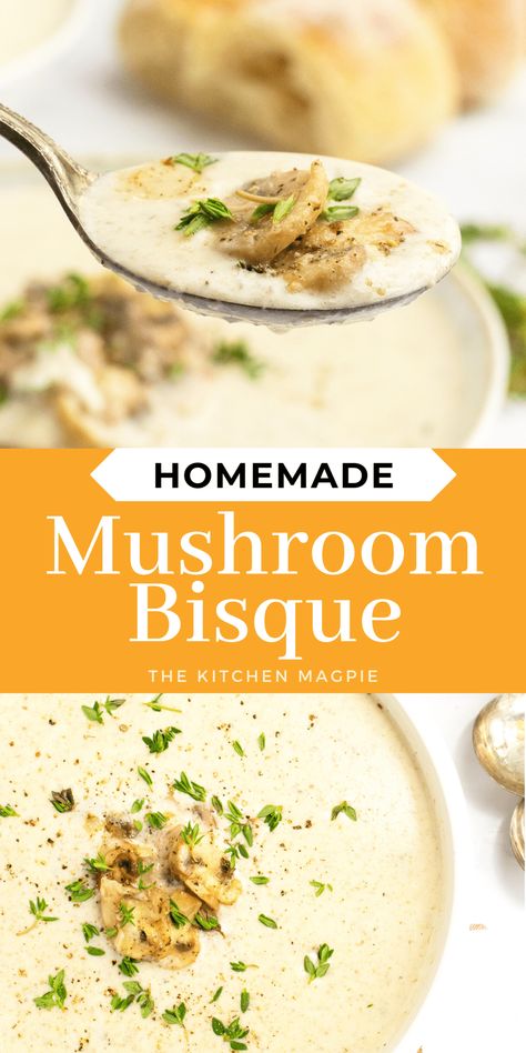 Zupas Mushroom Bisque, Mushroom Bisque, Bisque Soup Recipes, Cream Soup Recipes, Bisque Soup, Creamy Mushroom Soup, Bisque Recipe, Mushroom Soup Recipes, Homemade Soup Recipe