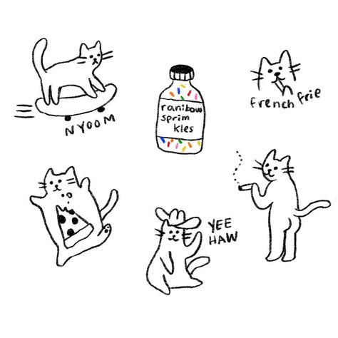 Dumbest Tattoos, Cat Tattoos, Doodle Tattoo, Cat Doodle, Diy Tattoo, Little Doodles, Little Tattoos, Simplistic Tattoos, Embroidery Inspiration