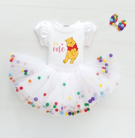 1st Cake Smash, Girls Dres, Pooh Dress, Minnie Mouse Costume, Winnie The Pooh Birthday, Birthday Tutu Outfit, Barbie Birthday, Tutu Outfits