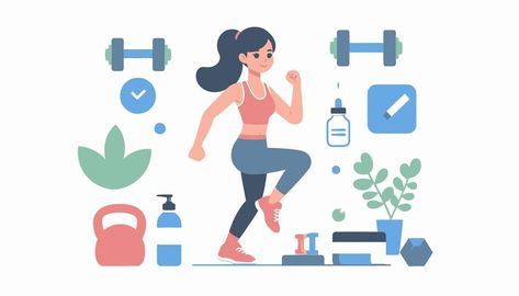 A cartoon of a woman doing fitness exercise | Premium AI-generated vector Free Business Card Mockup, Business Card Maker, Flyer Maker, Presentation Template Free, Poster Invitation, Pattern Drawing, A Cartoon, Free Mockup, Card Maker