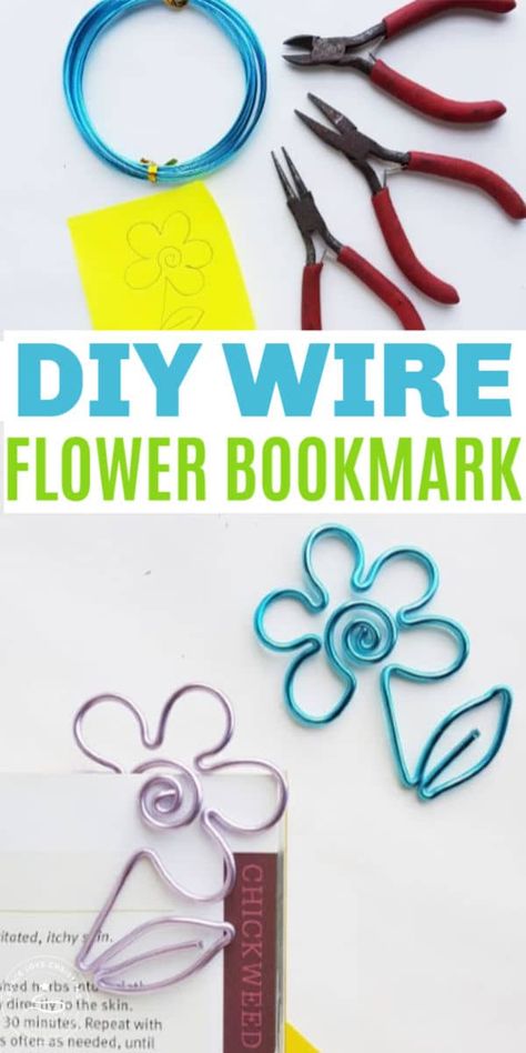 Wire Wrap Bookmark, Wire Wrapped Bookmark, Wire Bookmarks Diy, Wire Flowers Diy, Wire Diy Crafts, Wire Jigs, Wire Patterns, Wire Bookmarks, Flower Bookmarks