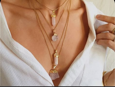 January Birthstone Necklace, Crystal Jewelry Necklaces, Gold Crystal Necklace, Rose Quartz Necklace Pendants, Bridesmaids Jewelry, Druzy Jewelry, Lehenga Collection, Quartz Crystal Necklace, Crystal Necklaces