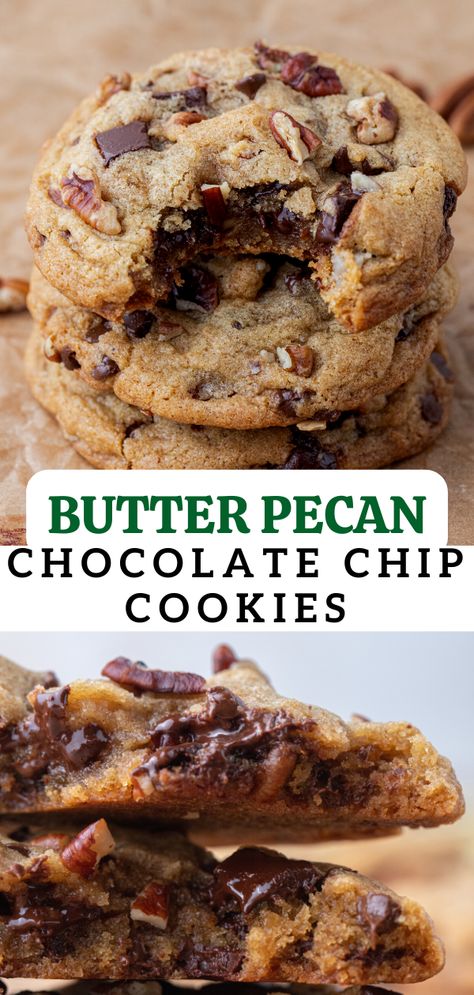 Pecan Chocolate Chip Cookies, Cookies Chocolate Chip, Pecan Chocolate, Chocolate Chip Pecan Cookies, Butter Pecan Cookies, Cookies Chocolate, Butter Pecan, Chewy Cookie, Easy Fall