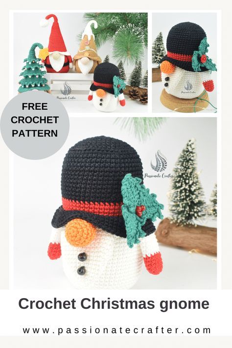 Free crochet Christmas gnome pattern for beginners Christmas Crochet Decorations, Crochet Christmas Gnome, Crochet Gnomes Pattern Free, Snowman Gnome, Crochet Decorations, Crochet Shirts, Gnome Crochet, Christmas Crochet Patterns Free, Crochet Christmas Gifts