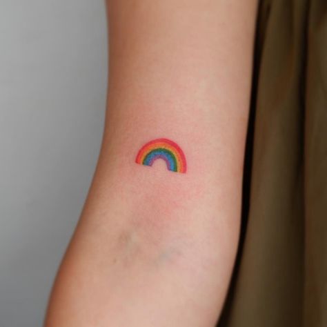 Colorful Tattoo Ideas, Small Colorful Tattoos, Rainbow Tattoo, Colorful Tattoo, Rainbow Tattoos, Small Pretty Tattoos, Best Tattoos For Women, Getting A Tattoo, Cute Tiny Tattoos