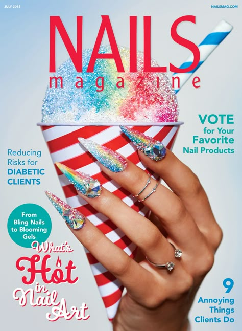 NAILS Magazine | July 2018 Issue Nail Magazine Cover, Nail Advertising, Nail Magazine, Nails Photoshoot, Nail Poster, Nails Packaging, Nail Photography, Mc Nails, Pink White Nails