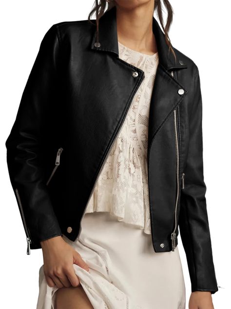 PRICES MAY VARY. High Quality Fabric: Women moto biker leather jackets are made of great faux leather fabrics,100% polyester(Shell), 50% polyester 50% viscose(Lining), it is delicate and soft to the touch. No bad smell, very cool and nice PU jacket outwear, you won't regret when you get it in your hands. Unique Design: The front slanted zipper adds a unique element to this motorcycle jacket, allowing you to keep warm and release the wind without losing your unique personality.The lapel collared Leather Jacket With Black Jeans, Autumn Fashion Curvy, Cropped Jackets, Biker Coat, Pu Jacket, Fashion For Petite Women, Bad Smell, Faux Leather Coat, Biker Short