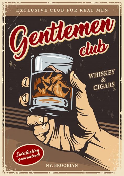 Vintage gentlemen club advertising templ... | Free Vector #Freepik #freevector #logo #man #typography #bar Gentlemen Club, Single Malt Whiskey, Vintage Gentleman, Whiskey Tasting, Wine Poster, Gentlemans Club, Whiskey Bar, Cigars And Whiskey, Vintage Collage