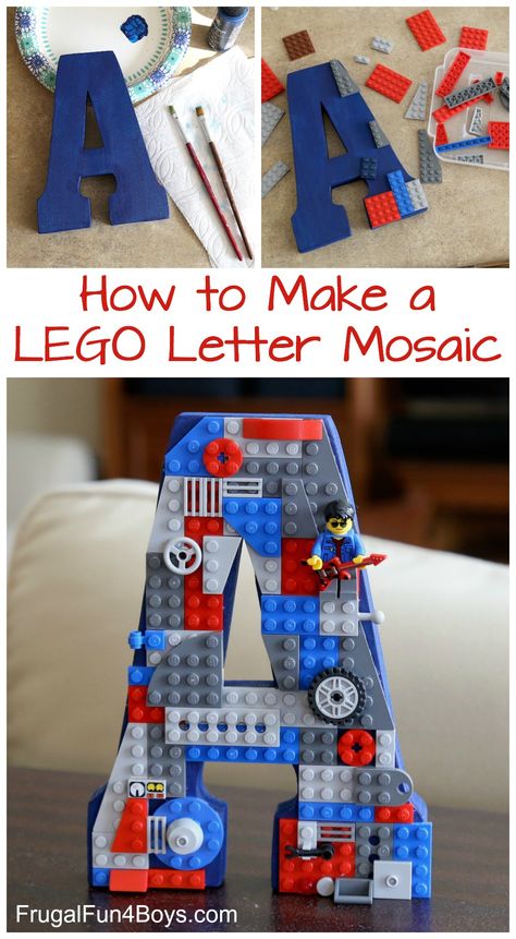 How to Make a Letter Mosaic with LEGO Bricks - fun craft project for kids. Would look great in any LEGO fan's room! Letter Mosaic, Lego Room Ideas, Make A Letter, Lego Letters, Lego Room Decor, Brick Crafts, Lego Bedroom, Lego Decorations, How To Make Letters