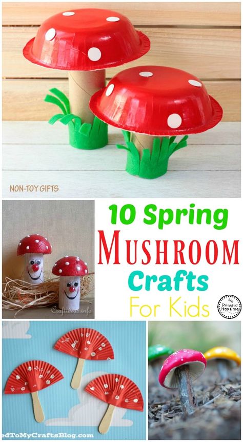 Are you ready for a fun spring craft? Try out one of these 10 adorable Spring Mushroom Crafts for kids. Finger puppets, tp rolls, cupcake liners and more. Mushroom Crafts For Kids, Crafts Mushroom, Kids Spring Crafts, Crafts For Kids Spring, Crafts Spring, Mushroom Crafts, Non Toy Gifts, Spring Craft, Diy Ostern