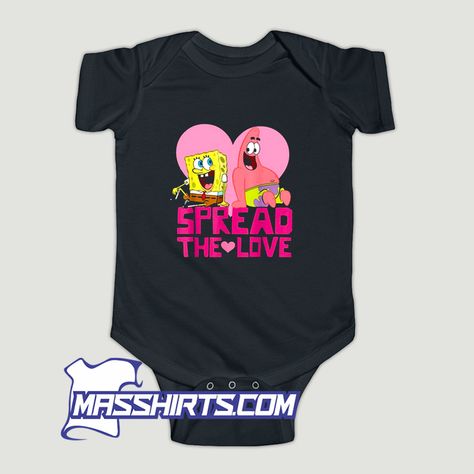 The best clothes to collect this summer Spread The Love SpongeBob Baby Onesie, specification: - 100% soft cotton* - Comfortable envelope neckline - Three snap leg closure For Sale Spread The Love SpongeBob Baby Onesie you can buy this item at Shirts Design by Masshirts. #fashion80s #fashion90s #urbanoutfits #outfitsgirl Personalized Baby Onesies, Onesie Dress, Cotton One Piece, Summer School Outfits, Fashion 80s, Funny Baby Onesies, Cute Outfits For School, Cute Winter Outfits, Shirts Design