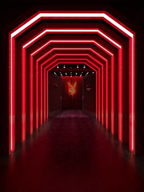 Modern Nightclub Design, Nightclub Design Lighting, Club Entrance, Jazz Room, Red Carpet Entrance, Mata Mata, Event Entrance, Corporate Event Design, Light Tunnel