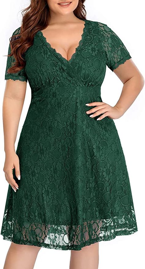 Wedding Guest Midi Dresses, Formal Wrap, Lace Wedding Guest Dress, Green Lace Dress, Plus Size Wedding Guest Dresses, Dark Green Dress, Plus Size Cocktail Dresses, Green Lace Dresses, Midi Dress Style