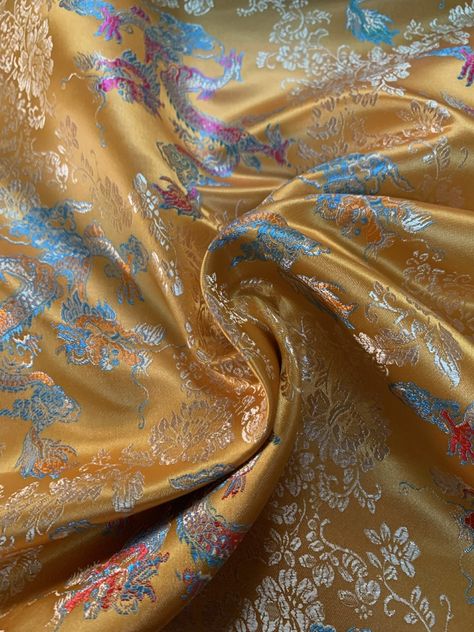 44/45" Gold Chinese Dragon Broacde Per Yard 45% Poly 55% Nylon Dragon Fabric, Chinese Brocade, Colored Burlap, Lame Fabric, Lace Bag, Ticking Fabric, Burlap Lace, Burlap Fabric, Gingham Fabric