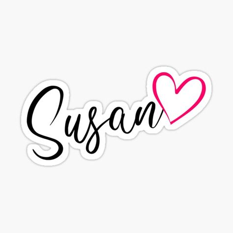 A gorgeous personalized design featuring a simple minimalist pink heart with the name Susan on it. This cute design is sure to be a great personalized gift idea for girls and women, sisters, bridesmaids and more. #plannersticker Susan Name Wallpaper, Wallpaper With Names On It, Pink Heart Sticker, Puzzle Ideas, Name Calligraphy, Cute Laptop, Name Decorations, Girls Names, Names Baby