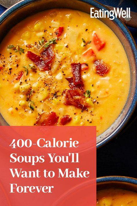 Low Calorie Chowder, Eating Well Soup Recipes, High Calorie Soup Recipes, Healthy Creamy Soups, Low Calorie Creamy Soup, Low Calorie Crock Pot Soup, Nutritional Soup Recipes, Low Calorie Lasagna Soup, High Calorie Soups