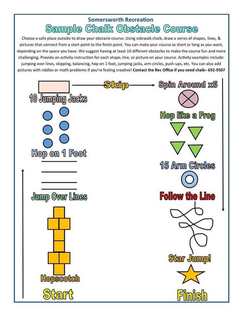 Pe Obstacle Course, Chalk Obstacle Course, Sidewalk Chalk Obstacle Course Ideas, Indoor Obstacle Course Ideas For Kids, Chalk Obstacle Course For Kids, Obstacle Courses Occupational Therapy, Gym Class Obstacle Course, Obstacles Course For Kids, Jr High Pe Games Physical Education