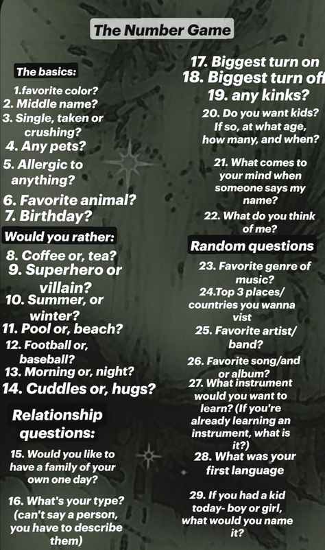 Here's a fun game to play with any and all of your friends. How to play: one person says a number and the other one has to answer the question attached to the number :) Enjoy:)))) Number Game For Friends, Questions To Play With Friends, Games To Play With Bestie Over Text, Challenges To Do With Friends Over Text, Games To Play On Chat, Games To Play Over Facetime With Boyfriend, Games To Play With Him Over Text, Games To Play On Text Messages, Fun Things To Talk About With Friends