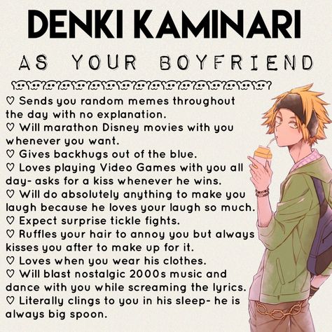 Bnha Boyfriend Scenarios, Kaminari As Your Boyfriend, Anime Character As Boyfriend, Denki Kaminari X Yn Fanart, Mha Cuddling, Anime Character As Your Boyfriend, As Boyfriend Anime, Denki Kaminari As Your Boyfriend, Types Of Boyfriends Anime