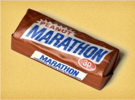 Marathon chocolate bar - Now known as Snickers 80s Sweets, Food Nostalgia, English Sweets, Old Sweets, British Sweets, 80s Memories, Vintage Sweets, 1970s Childhood, Retro Sweets