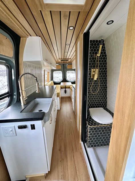 Van Life Blog — Sara & Alex James - Custom Crafted Vans Van House Ideas, Van Life Layout, Van Conversion Kitchen, Van Conversion For Family, Van Layouts, Van Life Blog, Alex James, Van Tour, Camper Interior Design