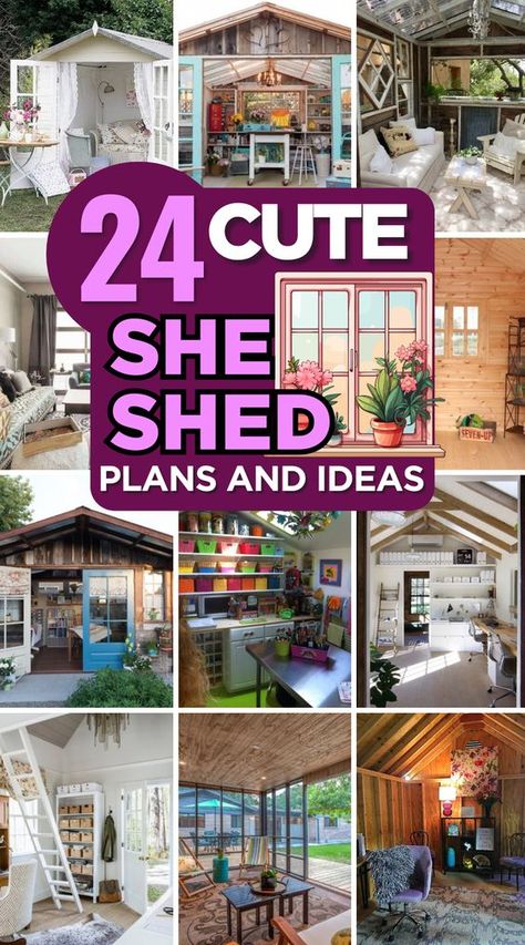 Create the ultimate personal retreat with these she shed projects. A perfect way to carve out some "me time." She Shed With Porch Decks, 10x10 She Shed Ideas Interior, She Shed With Loft Interiors, Inside She Shed Ideas Office, She Shed Studio Ideas, Bedroom Shed Ideas, 8x10 She Shed Interior, She Shed Wall Ideas, Shed Furniture Ideas