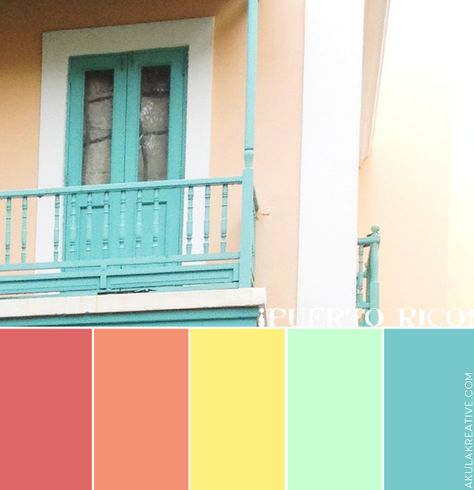 puerto_rico_color_palette Puerto Rico Color Palette, Tropical Paint Colors, Key West Colors, Key West Decor, Beach House Colors, Bright Palette, West Home, Paint Inspiration, Casa Exterior