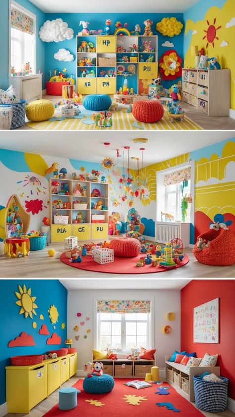 Toddler Daycare Rooms, Daycare Design Ideas, Daycare Room Design, Toddler Room Organization, Toddler Daycare, Toy Storage Ideas, Basement Ideas For Kids, Daycare Decor, Daycare Design