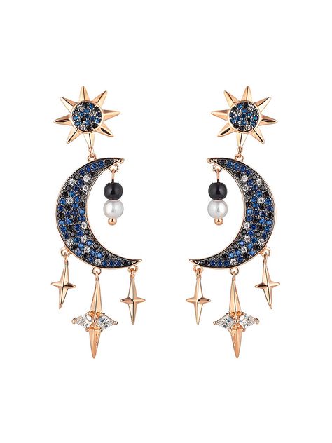 Night Moon Cubic Zirconia Drop Earrings La Night, The Moon And Stars, Night Moon, Crescent Moon Earrings, Celestial Jewelry, Sparkle Earrings, Moon Jewelry, Cz Earrings, Fashion Jewelry Earrings