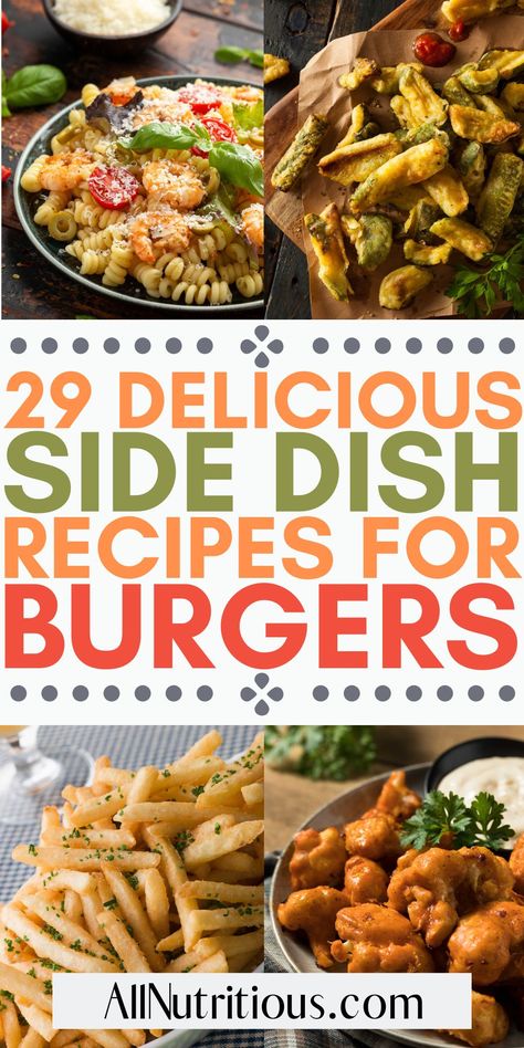 You can easily take your BBQ burgers to a whole new level when you check out these best sides for burgers. These burger side dishes are delicious and flavorful. Try these burger sides and enjoy more delicious BBQ with friends and family. These make for great lunch and dinner recipe. Veggie Burger Sides, Salads That Go With Burgers, Cheeseburger Sides Dishes, Best Burger Sides Dishes, Side Dishes For Smash Burgers, Sides For Steak Sandwiches, Best Sides With Burgers, Potato Sides For Burgers, Burgers Sides Dishes