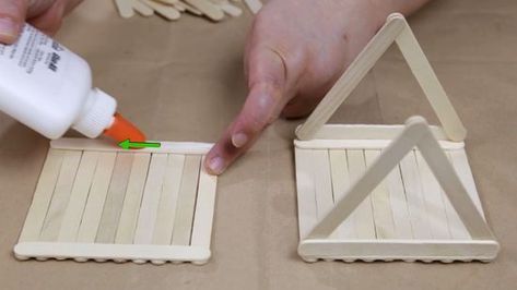 How to Build a Popsicle House: 13 Steps (with Pictures) - wikiHow Popsicle House, Popsicle Stick Crafts House, Decoration Creche, Popsicle Stick Houses, Hamster Diy, Diy Popsicle Stick Crafts, Diy Popsicle, Popsicle Crafts, Bird House Kits