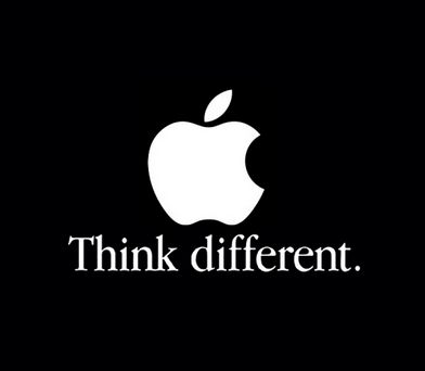 10 Companies That Totally Nailed Their Taglines - Apple. I love shit like this. marketing major. Apple Company Logo, Apple Brand Identity, Think Different Apple, Apple Branding, Brand Taglines, Apple Marketing, Marketing Major, Apple Font, Security Clearance