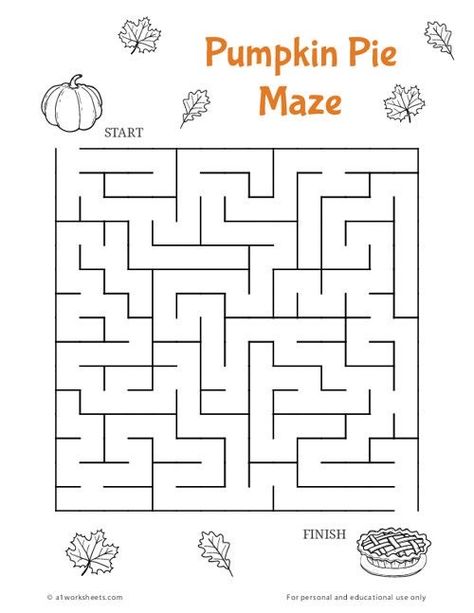 Mazes For Preschoolers, Pumpkin Maze Printable, Maze For Kindergarten Children, Pumpkin Puzzle Printable, Thanksgiving Mazes Free Printable, Maze Puzzles For Kids Free Printables, Thanksgiving Activity Sheets For Kids, Fall Mazes For Kids, Thanksgiving Puzzles Free Printable