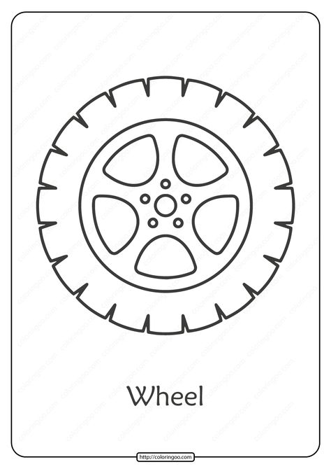 Wheel is a circular block of a hard and durable material at whose center has been bored a circular hole through which is placed an axle bearing #free #printable #car #wheel #outline #pdf #worksheet #drawing Car Tire Drawing, Car Wheel Drawing, Car Template Free Printable, Tire Drawing, Wheels Drawing, Wheel Drawing, Wheel And Axle, Wheel Painting, Hot Wheels Themed Birthday Party