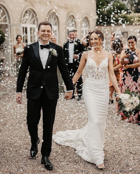 Spend the best day of your life in Enzoani 🖤⁠ Gown: OLIVIANA ⁠ ⁠ Venue: @northbrookparkweddings⁠ Florals: @littleandbloom⁠ Makeup & hair: @spenceandoliver⁠ Wedding styling: @surreyweddingcompany Blue By Enzoani, Wedding Styling, Mermaid Gown, The Best Day, Scalloped Lace, Lace Back, Real Brides, Makeup Hair, Embroidered Lace